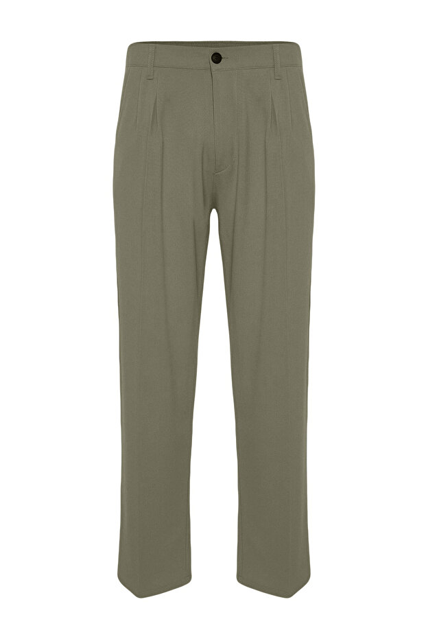 Haki Pileli Klasik Baggy Fit Kumaş Pantolon TMNSS24PL00024 - 7