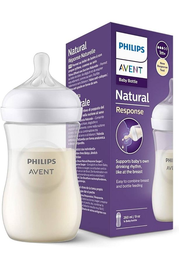 Avent Natural Response PP Biberon 1 Ay+ 260 ml, Tepkili Biberon Emziği SCY903/01 - 1
