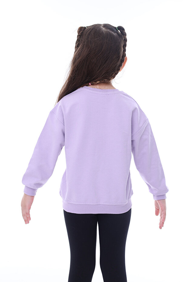 Lilac Brushed Soft Cotton Sweatshirt - Basic Solid Color - 3