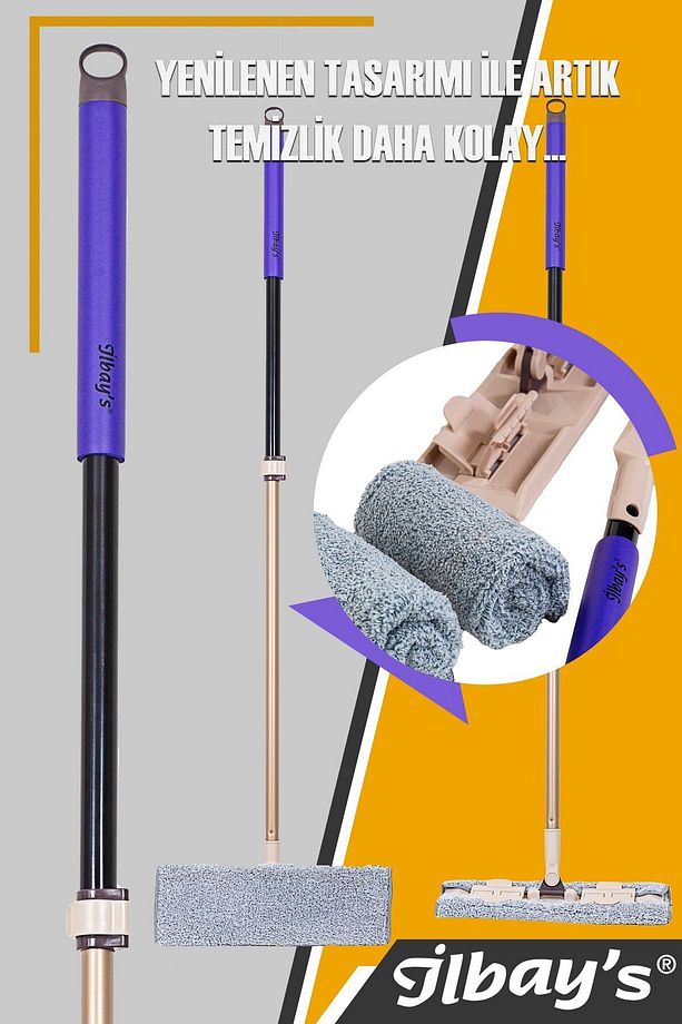 Mikrofiber Teleskopik Klipsli Ultra Mop Seti 360°c Döner Başlık Tüm Yüzeyler Için (ÖZEL KUTUDA) - 4