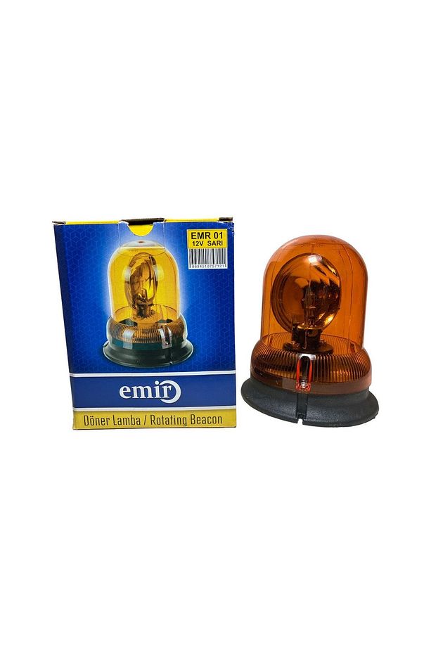 Traktör Iş Makinası Döner Tepe Lambası Sarı 12 Volt Sanayi Tip Yedek Parça Emr01 - 1