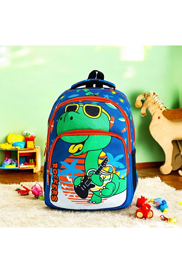 Primary School Orthopedic Waterproof 3 Compartment Primary School Boy's Backpack with Water Bottle