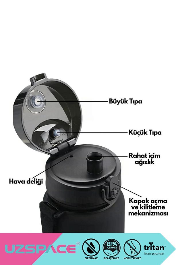 500ml Yeni Çift Renkli Sızdırmaz BPA İçermez Kilitlenebilir Kapaklı Motivasyonel Tritan Su Matarası - 4