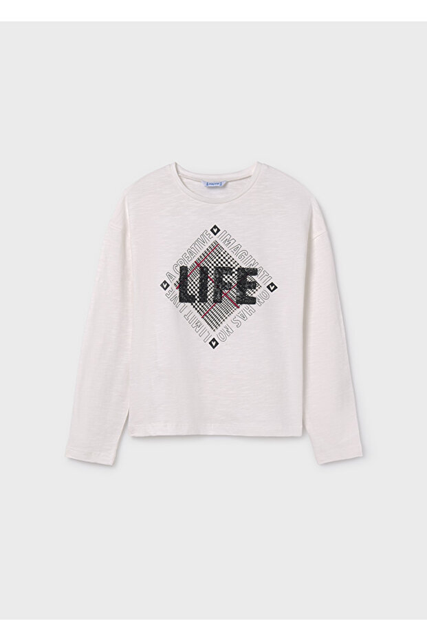 Girl's Long Sleeve T-Shirt Cream 7008