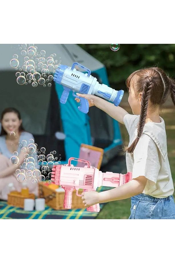 Pilli Roket Atar Köpük Tabancası 32 Delikli Bazooka Bubble Machine - 3