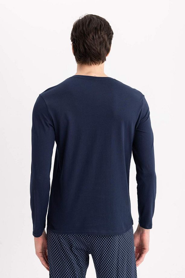 Regular Fit Bisiklet Yaka Basic Pijama Üstü - 4