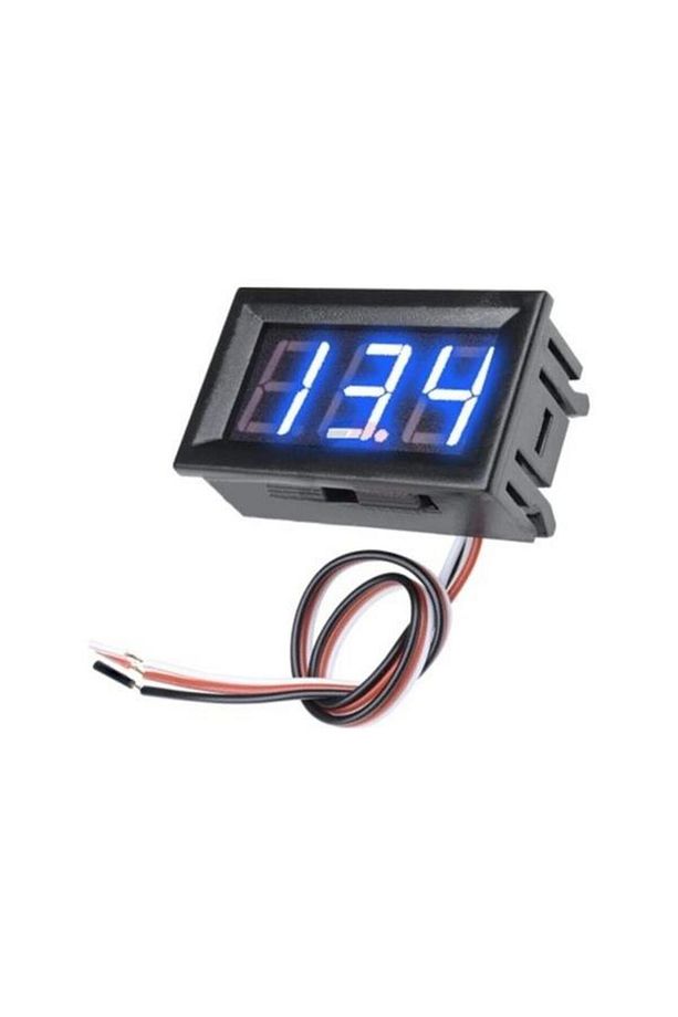 0.56'' 0-100V 3 Kablolu Dc Mavi Panel Tipi Voltmetre - 1