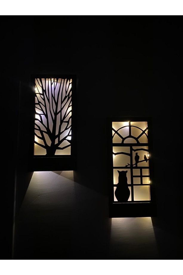 Ikili Set Peri Ledli Masif Panel Dekoratif Tablo Duvar Süsü Ev Antre Balkon Süsü 36x18cm - 2