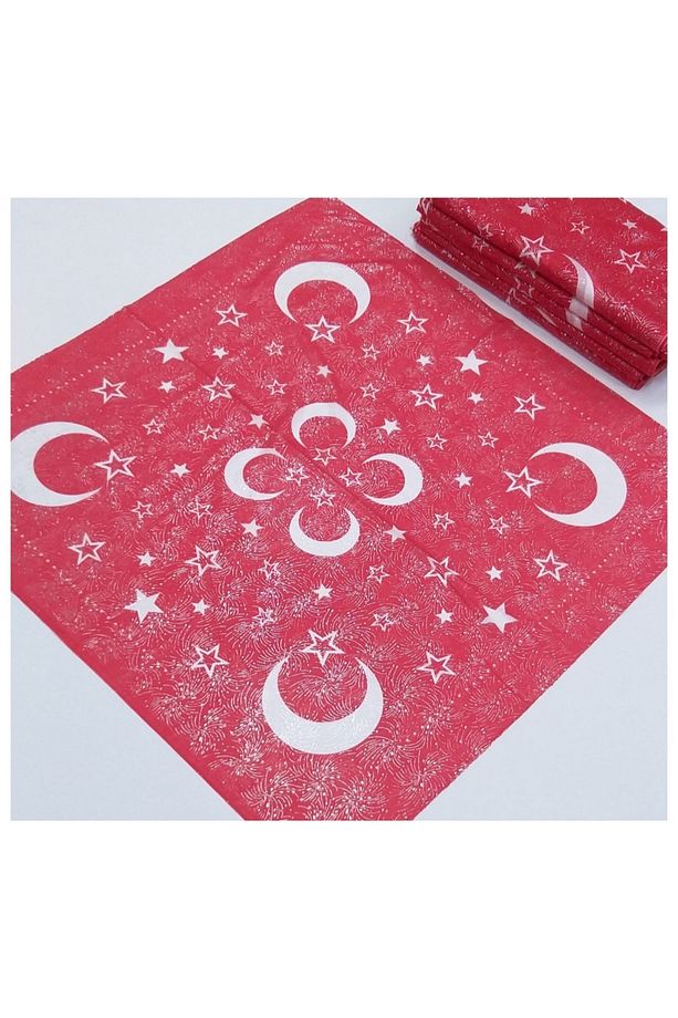 Ayyıldızli bayraklı 50 adet polyester dikişli yazma asker yazması 100x100 ebatlı - 1