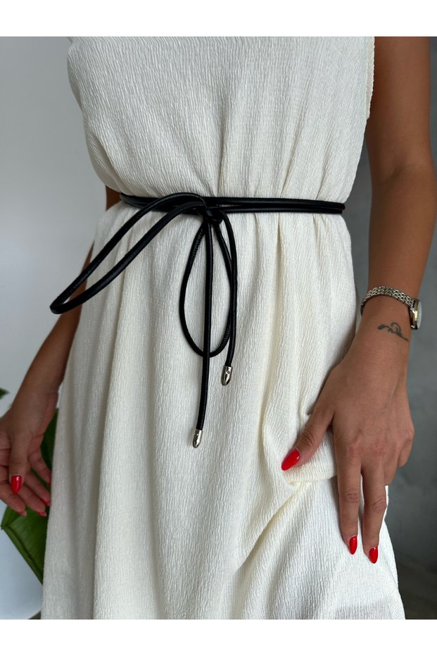 Women's Black Lace-Up Dress Belt Skirt & Pants & Shorts & Jacket