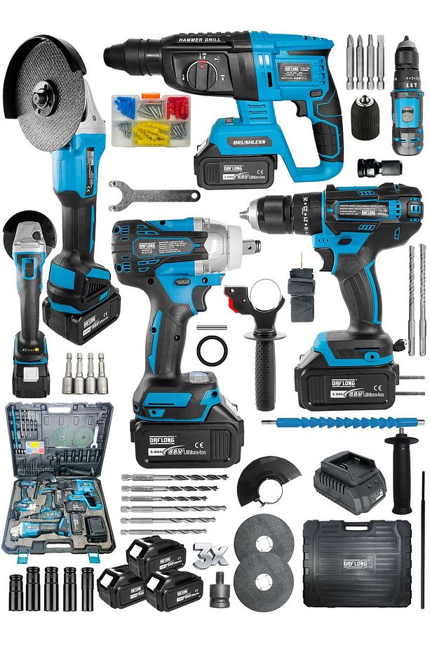 AVANTAJLI 4'lü Set 2-26 Şarjlı Hilti-şarjlı Taşlama-13mm Şarjlı Darbeli Matkap-şarjlı Somun Sıkma - 2