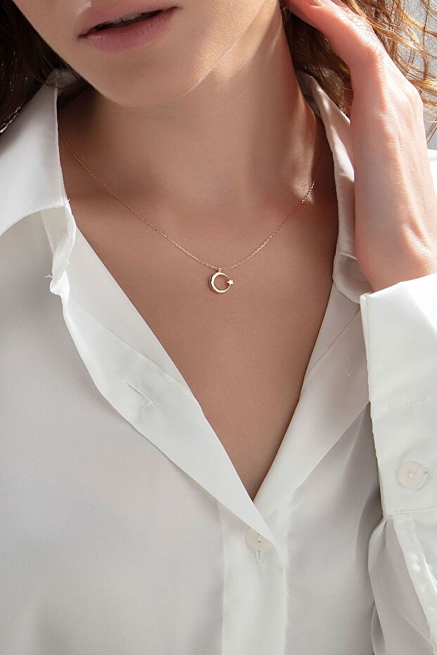 Ay Yıldız Gümüş Kolye - 2