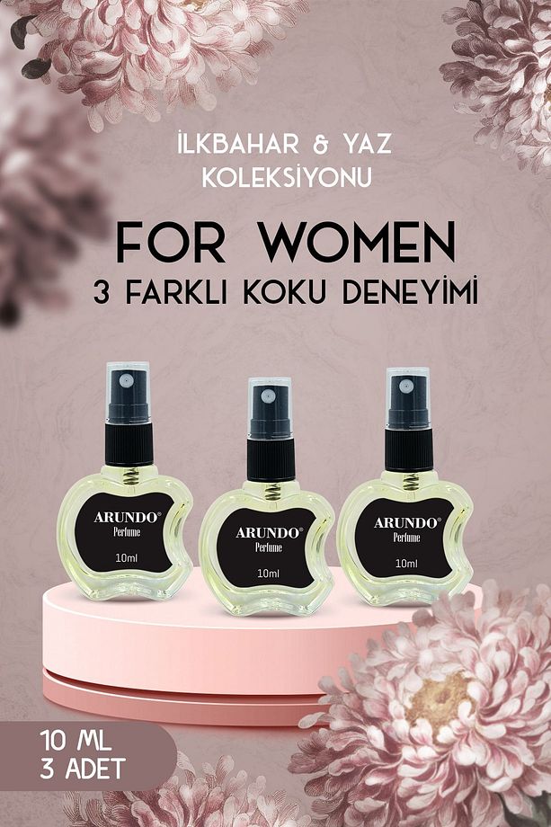 ARUNDO İLKBAHAR-YAZ KADIN PARFÜM SETİ,10 ML X 3 ADET-DENEME KOKUSU,ÇANTA KOKUSU,TESTER - 1