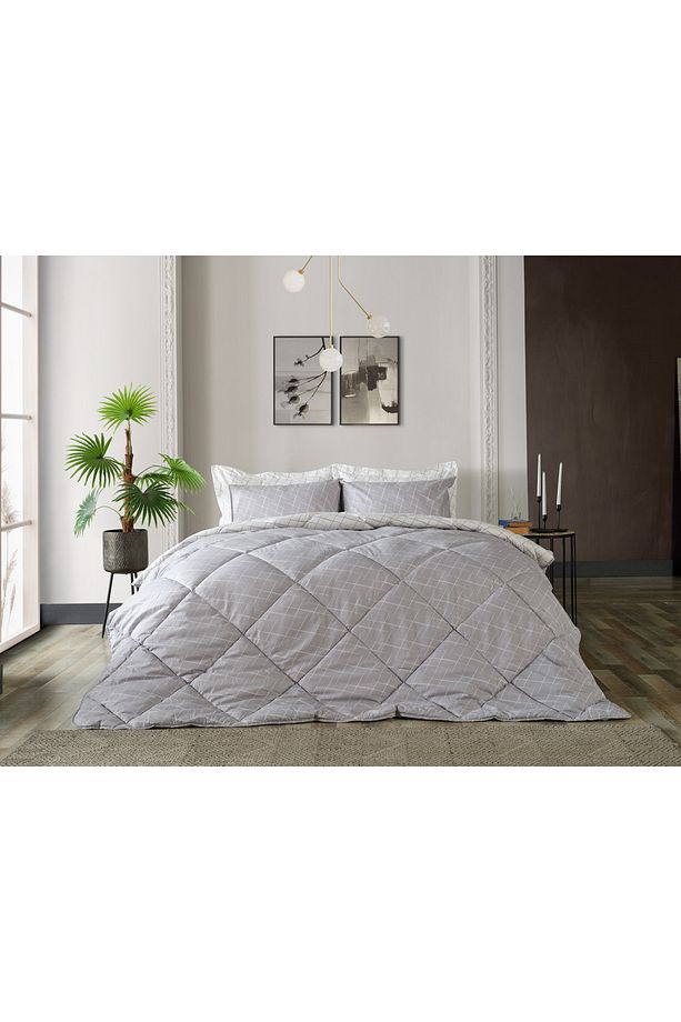 Easy Cotton Glimmer Comforter Set Çift Kişilik - Gri - 2
