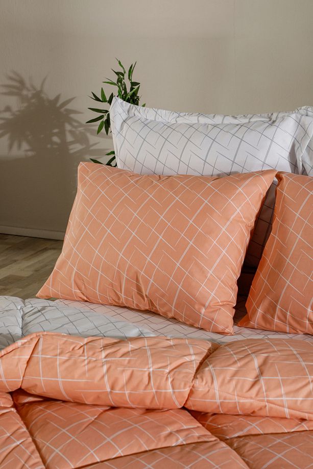 Easy Cotton Glimmer Comforter Set Tek Kişilik - Somon - 5