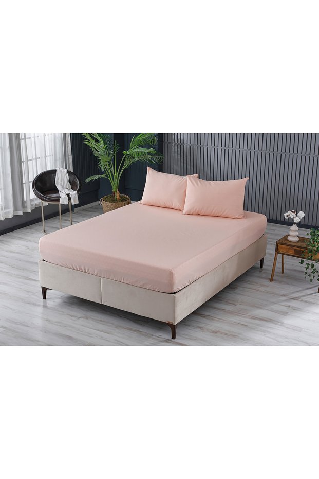 Colorful fitted sheet double king size - salmon