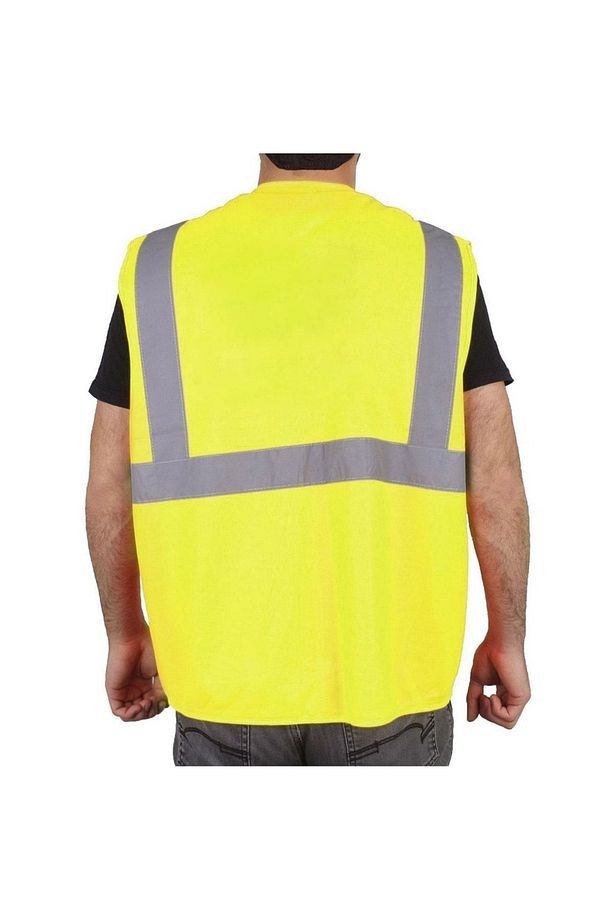 Mühendis Tipi Ikaz Yeleği Cepli Fosforlu Sarı Güvenlik Yelek Sarı - 3