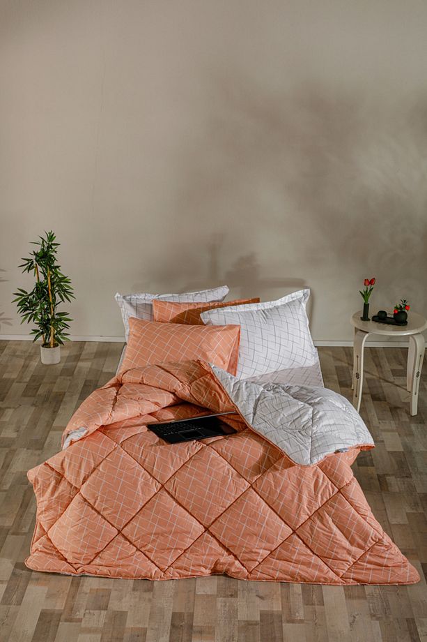 Easy Cotton Glimmer Comforter Set Tek Kişilik - Somon - 7