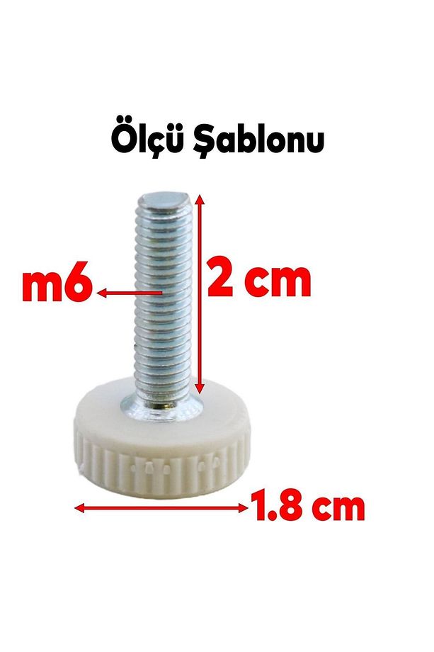 Bingo Rotil Ayak M6 Civatalı Mm Beyaz Profil Yükseltme Ayağı 2.5 Cm (10 Adet) - 4