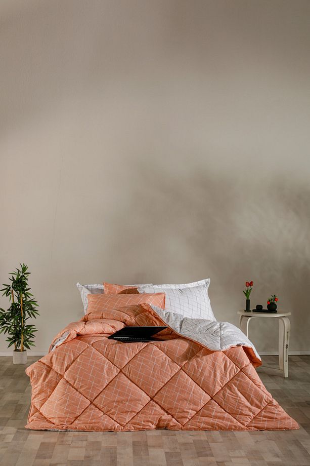 Easy Cotton Glimmer Comforter Set Çift Kişilik - Somon - 7