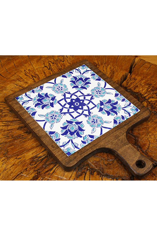 Wooden Flower Patterned Presentation Tray - 2