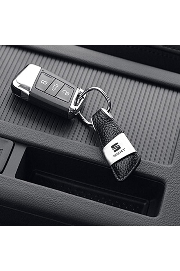 Metal Leather Keychain with Seat Logo
