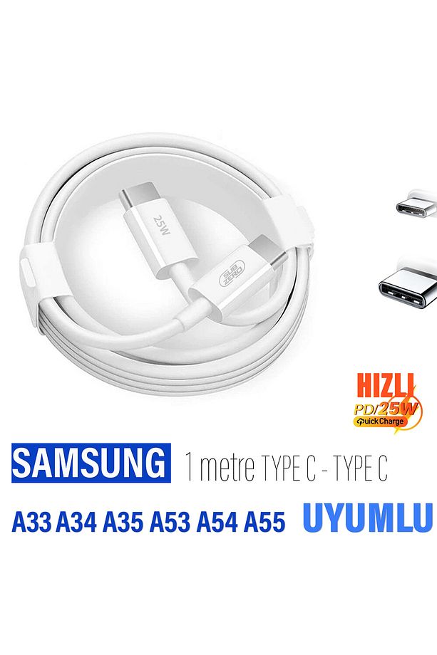 Type-C Hızlı Şarj Kablosu Samsung A33 A34 A35 A53 A54 A55 Şarj Kablosu 60W - 1