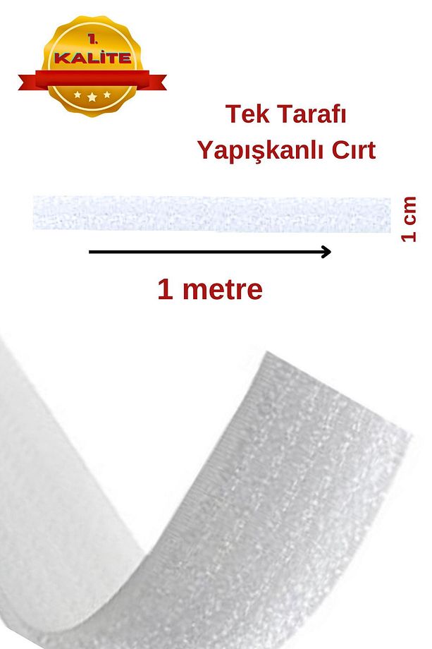 Cırt Bant Ekstra 1 Metre - 1 Cm Genişlik Cırt Cırtlı Bant ( Tek Tarafı Yapışkanlı ) - 1