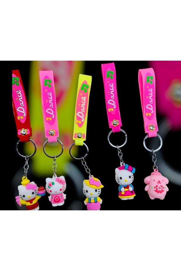ملحق صغير ثلاثي الأبعاد من Hello Kitty مع سلسلة مفاتيح - حقيبة سلسلة مفاتيح عالية الجودة