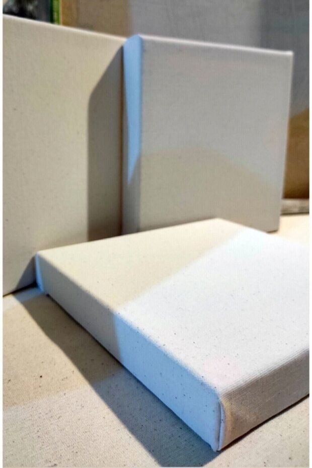 20x20cm 3'lü Kare Set Arkadan Zımbalı Yüksek Kaliteli Astarlı Hazır Tuval Boş Tuval Tablo - 3