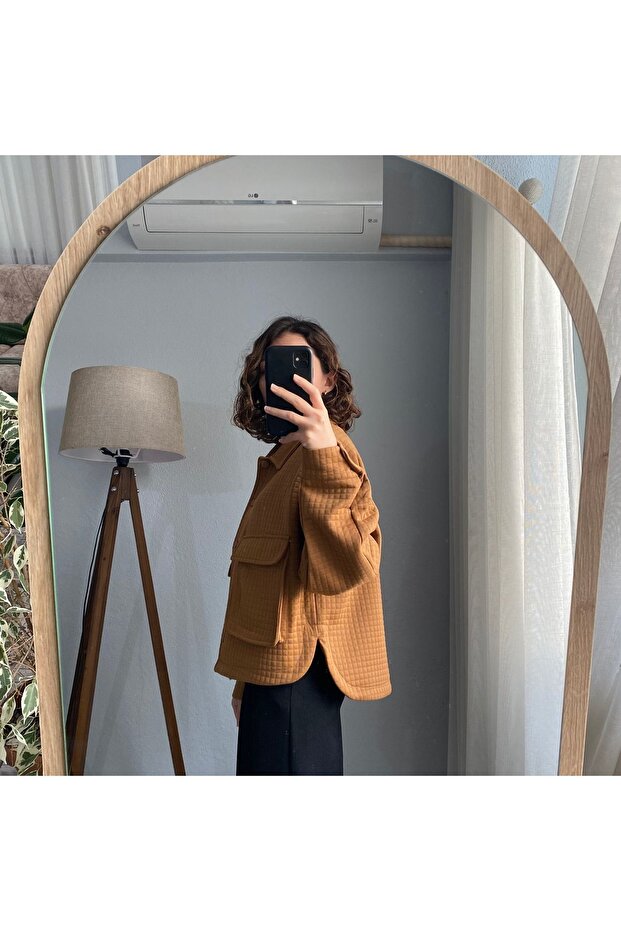 Kapitone Ceket-Çıtçıt Detaylı-TABA - 4