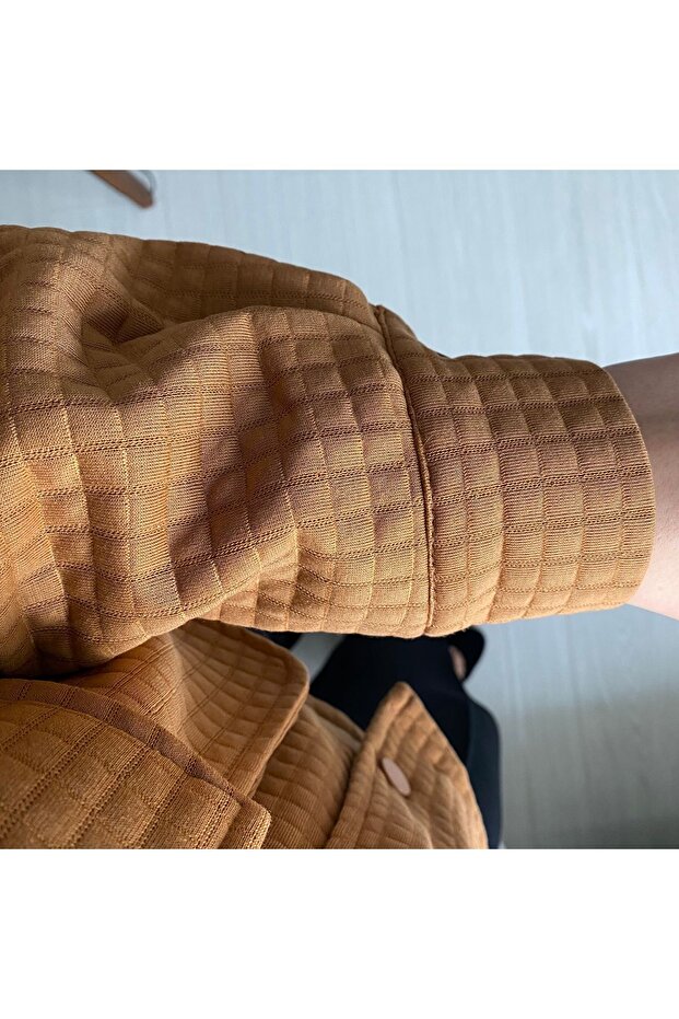 Kapitone Ceket-Çıtçıt Detaylı-TABA - 5