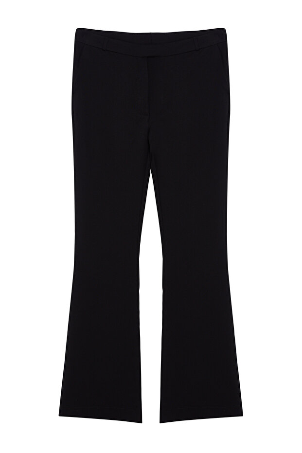 Siyah Flare/İspanyol Paça Dokuma Kumaş Pantolon TWOAW25PL00010 - 6