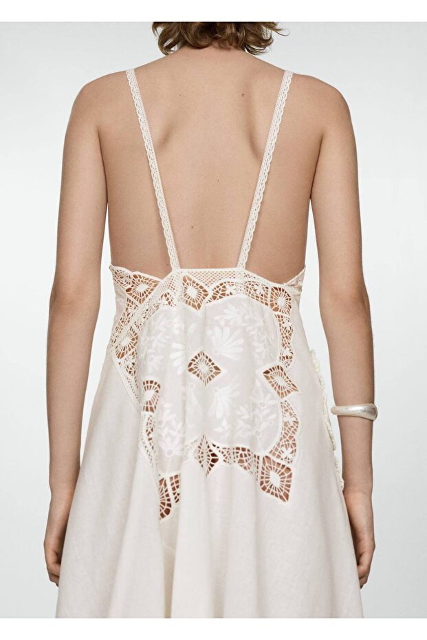 İşlemeli panelli asimetrik elbise - 6