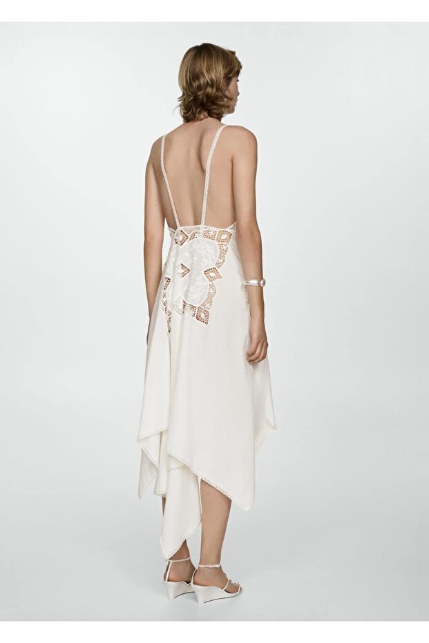 İşlemeli panelli asimetrik elbise - 4