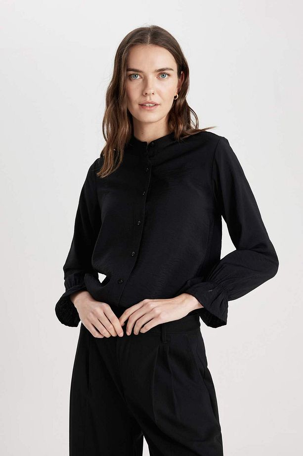Regular Fit Basic Düz Uzun Kollu Gömlek B1558ax23au - 3