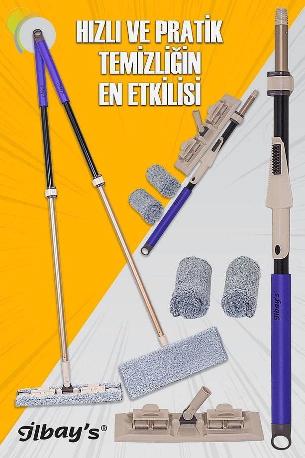 Mikrofiber Teleskopik Klipsli Ultra Mop Seti 360°c Döner Başlık Tüm Yüzeyler Için (ÖZEL KUTUDA) - 5