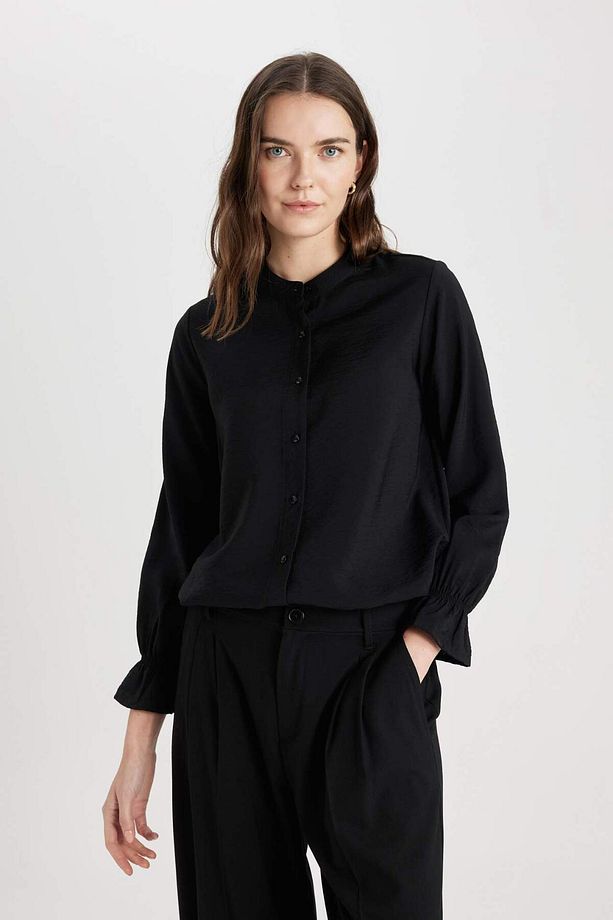 Regular Fit Basic Düz Uzun Kollu Gömlek B1558ax23au - 1