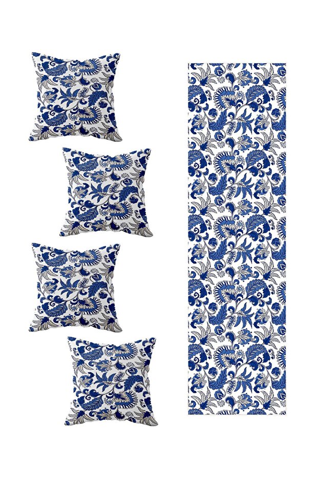 Perfect Pattern Living Room Kitchen Table Different Patterns Decorative 4-Piece Throw Pillow Cover and Runner Set