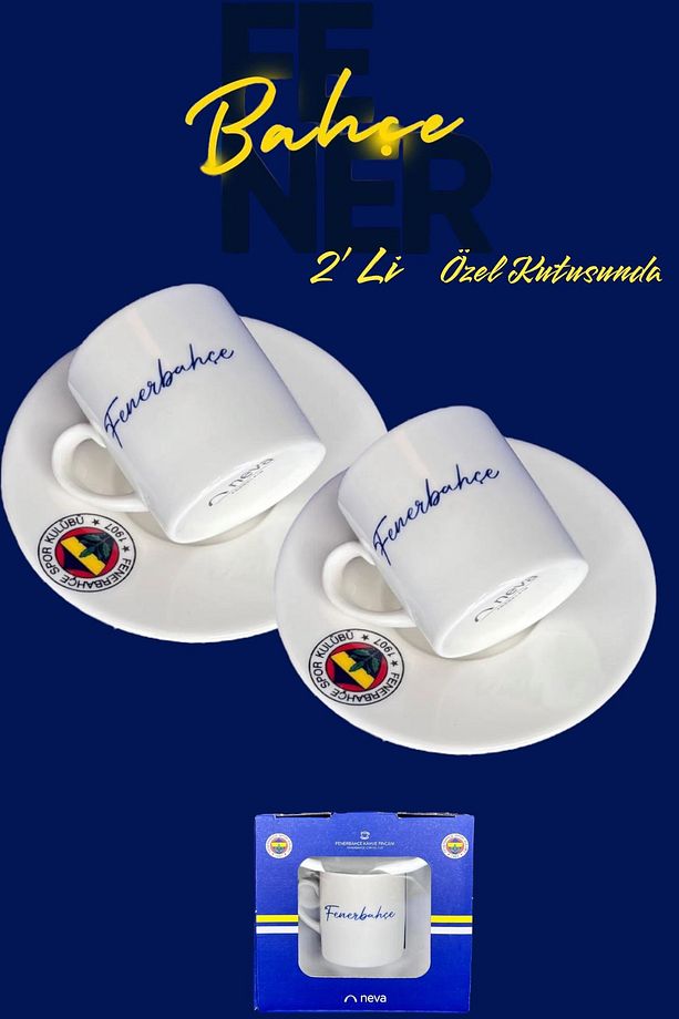 2'li Takım FB Taraftar Lisanslı Özel Kutusunda Kahve Fincan Seti FB Babalar Günü Hediyesi - 2