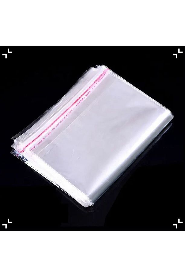 100 Adet 8x15cm Şeffaf Bantlı Poşet , Şeffaf Ambalaj Poşeti, E-ticaret Ambalaj - 4