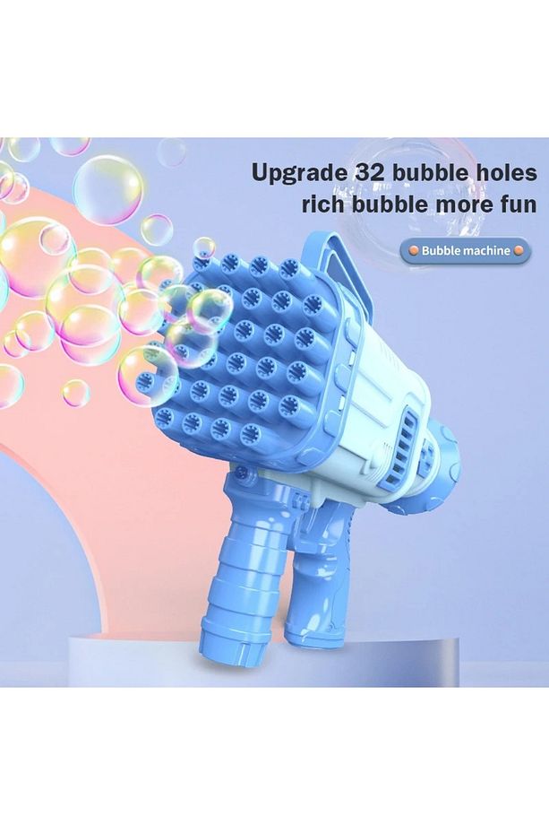 Pilli Roket Atar Köpük Tabancası 32 Delikli Bazooka Bubble Machine - 1