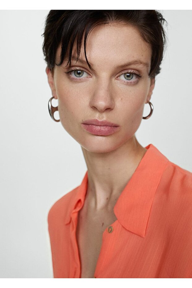 Yarı transparan düğmeli gömlek - 6