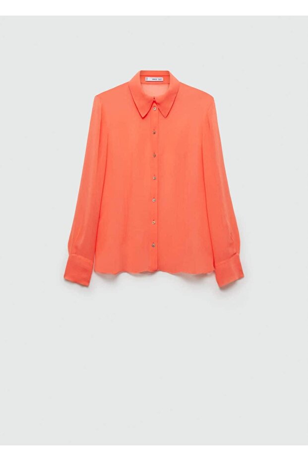 Yarı transparan düğmeli gömlek - 3