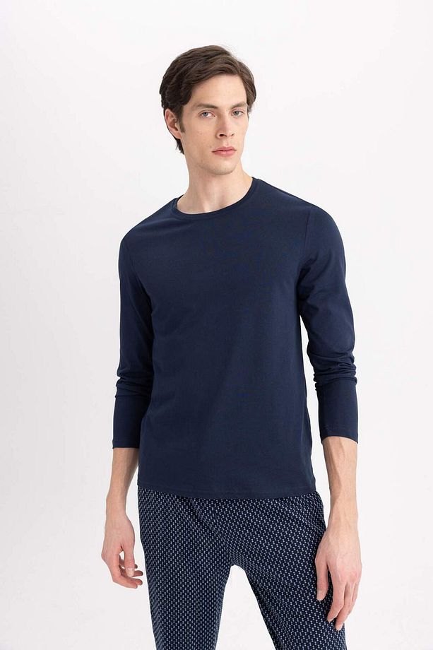 Regular Fit Bisiklet Yaka Basic Pijama Üstü - 3