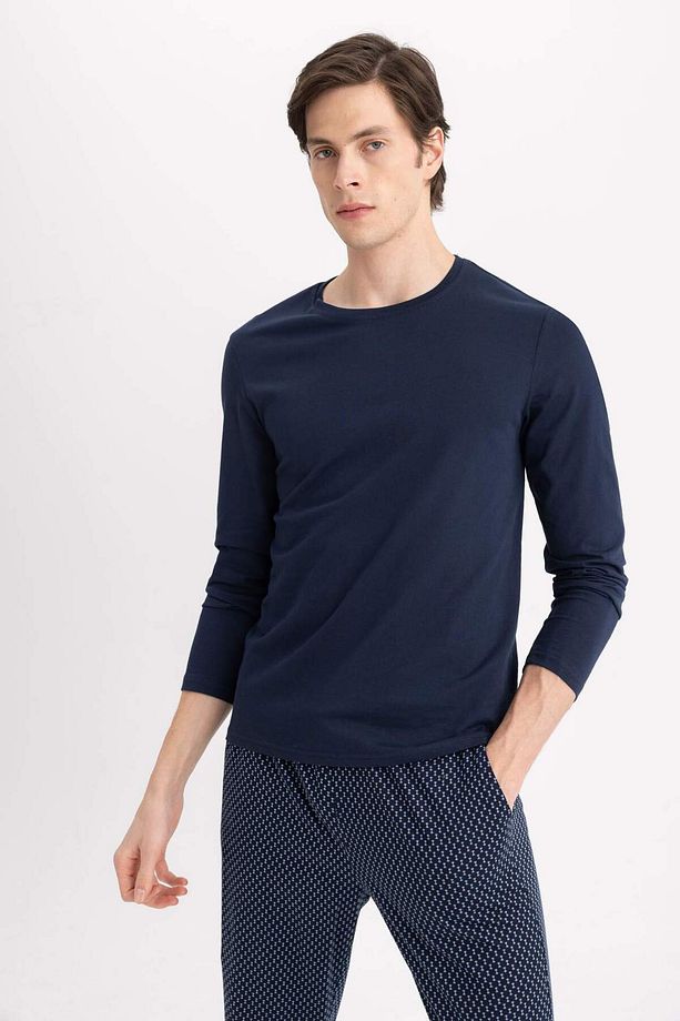 Regular Fit Bisiklet Yaka Basic Pijama Üstü - 1