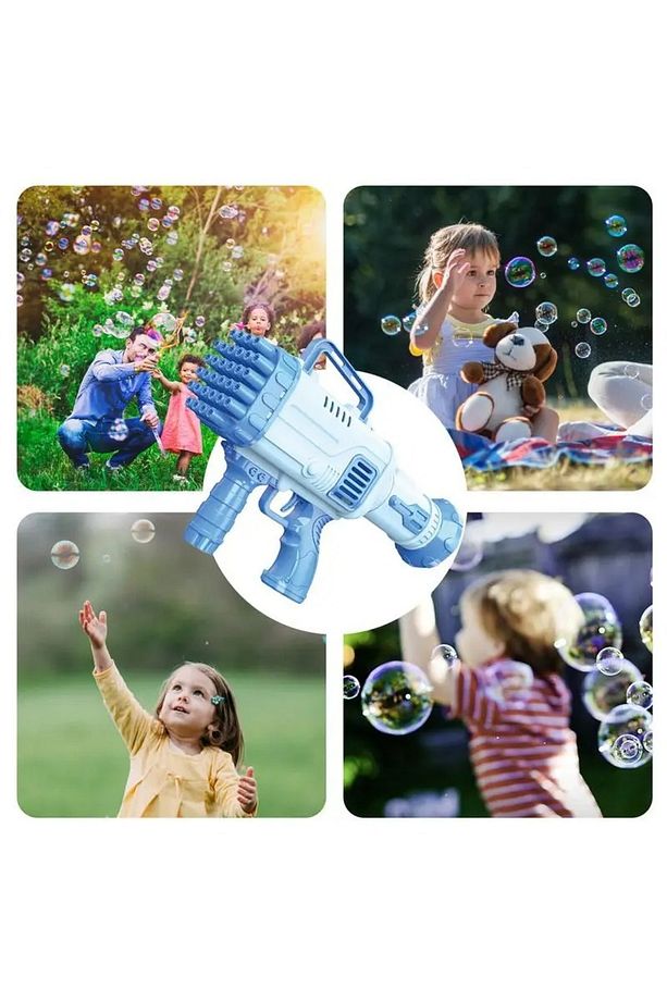 Pilli Roket Atar Köpük Tabancası 32 Delikli Bazooka Bubble Machine - 7