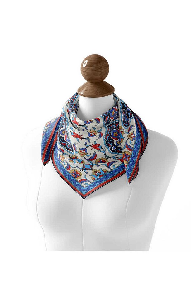 Kırmızı Çini Desen Soft Eşarp - 2