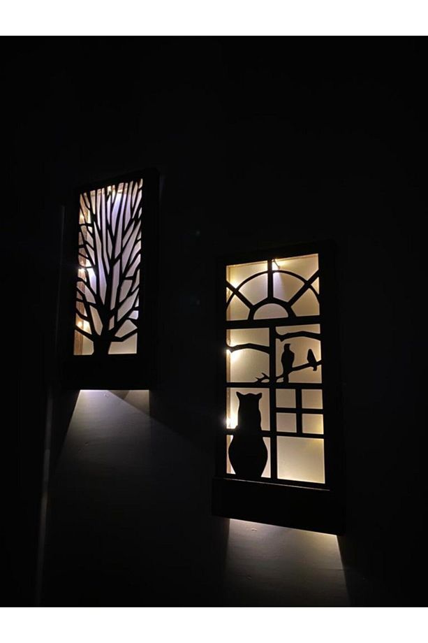 Ikili Set Peri Ledli Masif Panel Dekoratif Tablo Duvar Süsü Ev Antre Balkon Süsü 36x18cm - 3