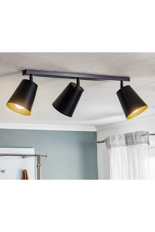 Mylights Tavan Yada Duvar Aplik Avize 3lü Sıralı Hareketli Başlık Siyah Spor Spot Modern Avize - 1